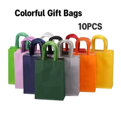10PCS Colored Kraft Paper Bags Hand-held Rectangular Candy Wedding Christmas Party Grocery Decoration Gift Packaging Bags