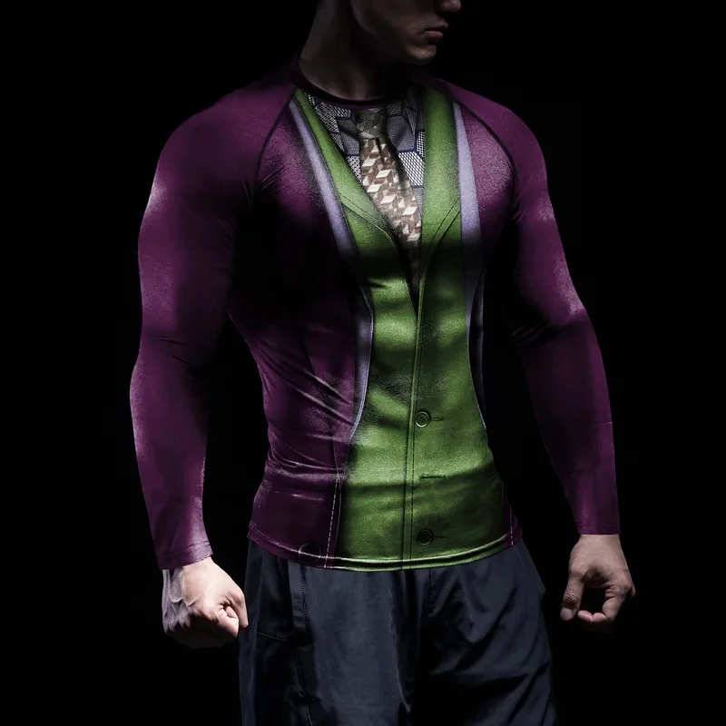 

☆SunlCos [You're My Secret] Halloween Cosplay Superhero Costumes Long Sleeve Gym T-Shirt Male Fitness Compression Top Printed S☆
