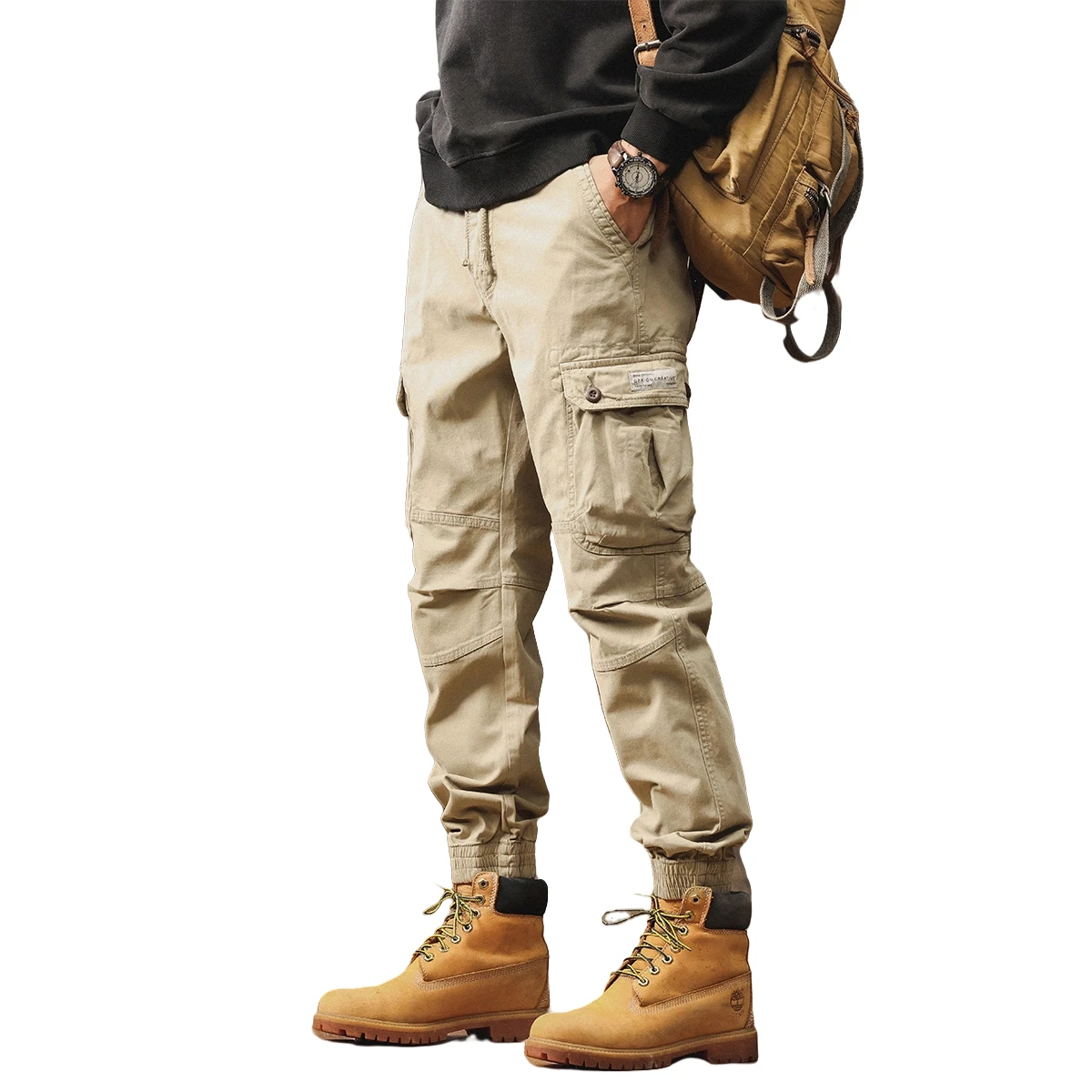 

Men Work Fleece Pants Men's Autumn Winter Trendy Brand Retro Loose Oversized Multi Pocket Men Winter Plush Thick Casual Pants