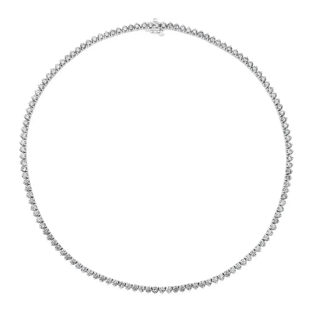 TKJ 925 Sterling Silver Round Cut Cubic Zirconia Diamond Tennis Necklace for Women Noble Jewelry