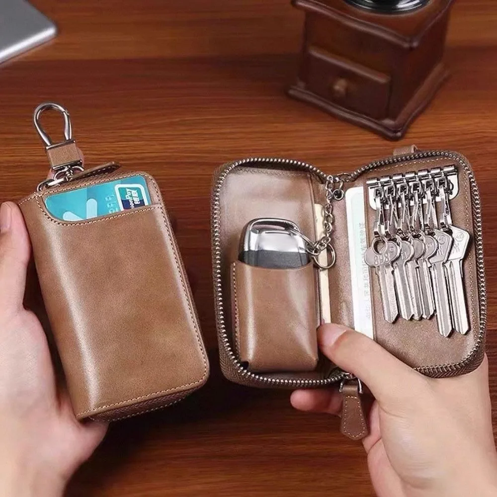 

Портативный держатель для ключей большой емкости, кожаный многофункциональный чехол для хранения ключей, чехол для ключей для женщин и мужчин