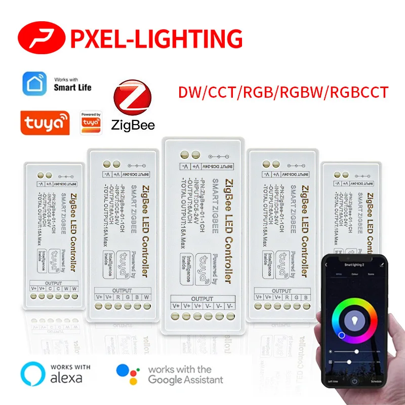 

Контроллер RGB Tuya Zigbee, 15 А, 12 В, 180 Вт