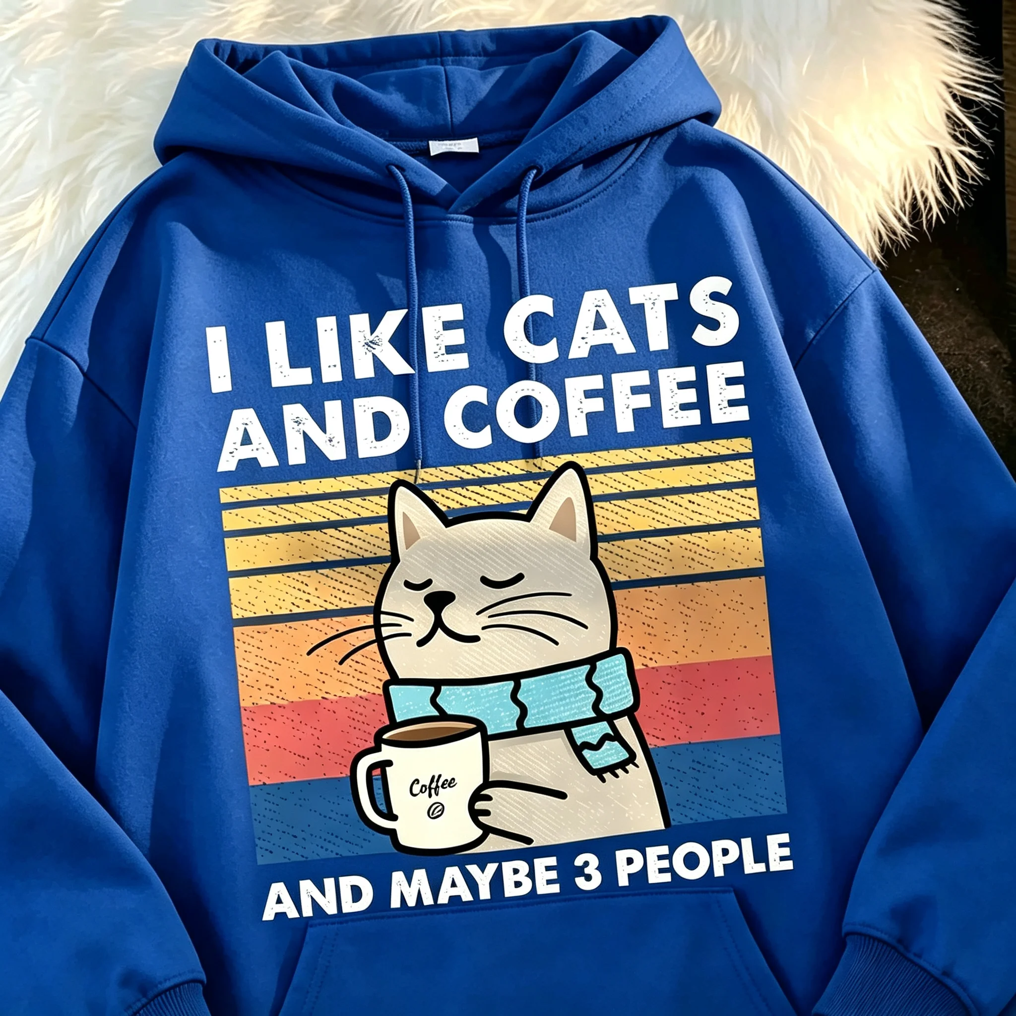 Ich mag Katzen und Kaffee Männer Frauen Hoodie T-Shirt Kleidung Hip Hop Lockerer Hoodie Mode Hoodie Streetwear Paar Kleidung – Detail 12