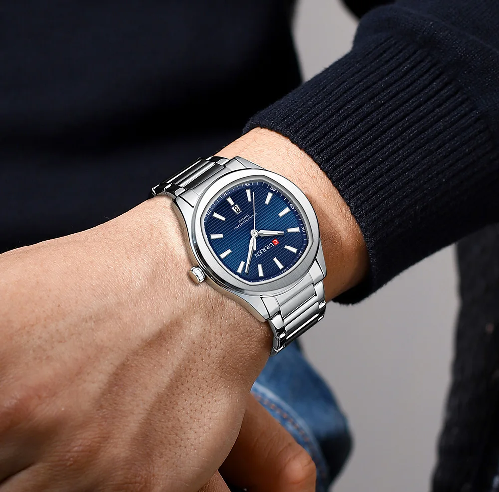 CURREN Modische Minimalistische Quarzuhr für Herren Zweifarbiges Edelstahlarmband Luxus-Armbanduhren mit Leuchtzeigern – Detail 17