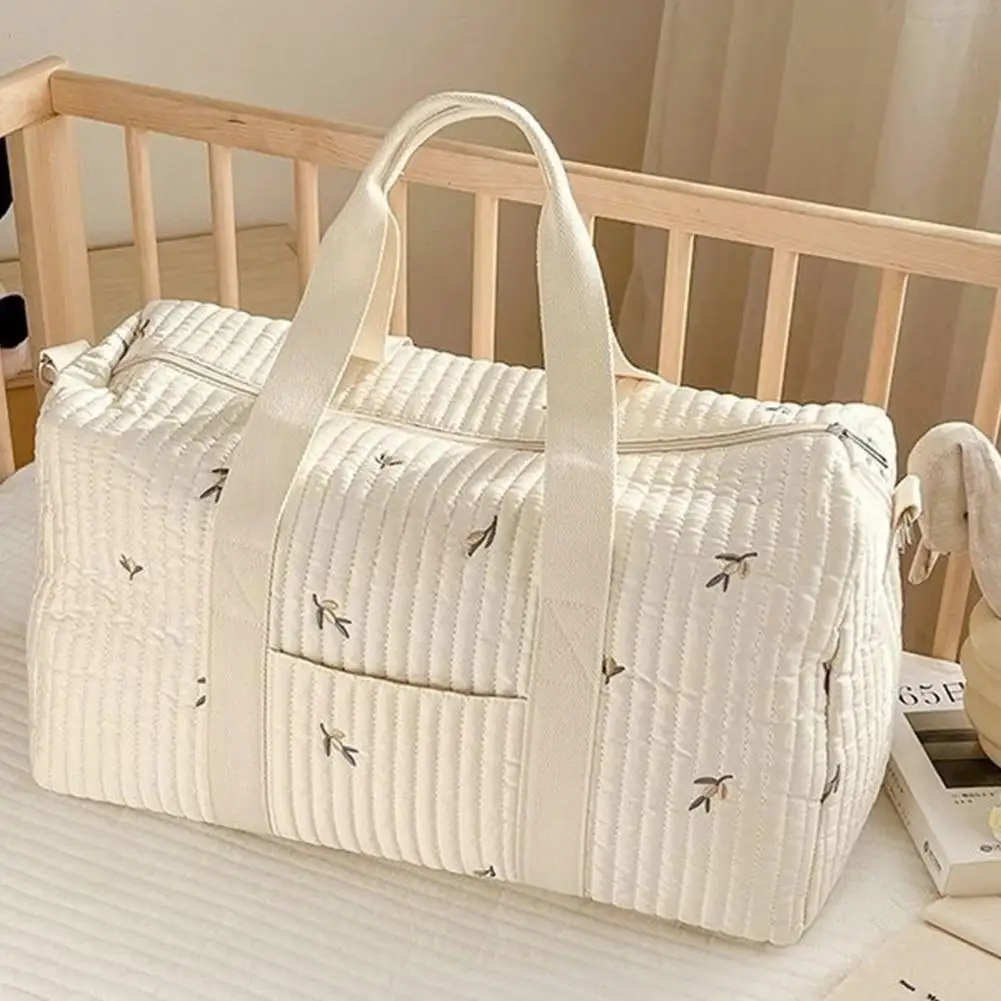 Quilted Embroidered Lightweight Bag Crossbody Cute Travel Tote with Detachable Adjustable Shoulder Strap for Vacation Picnics