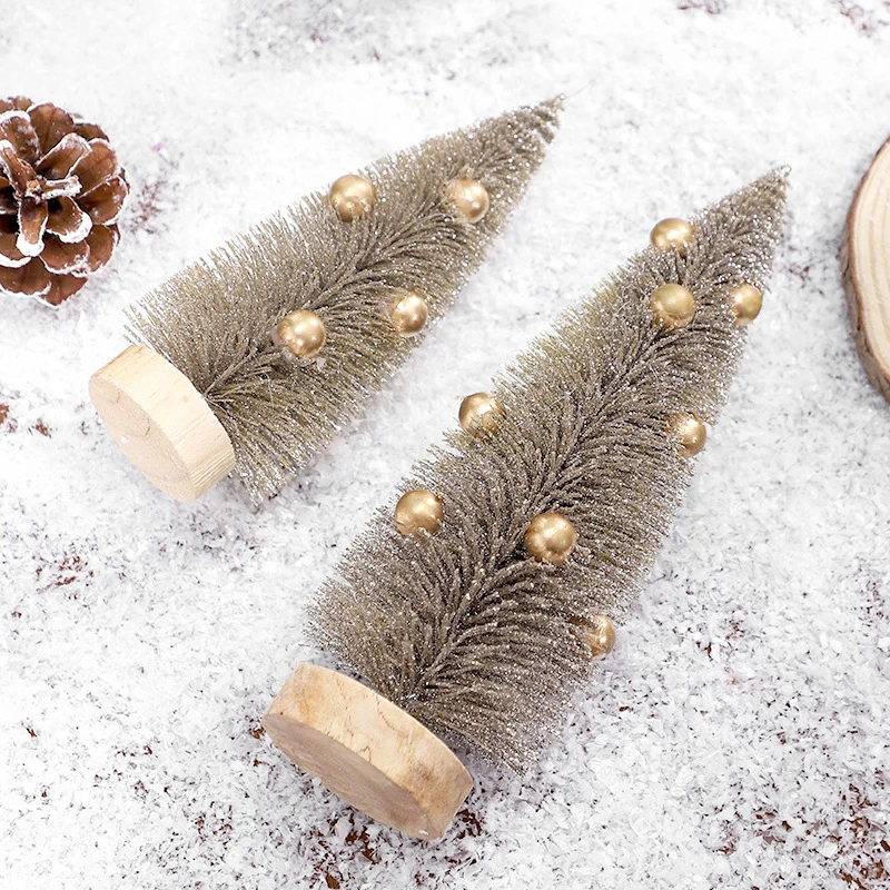 Agulha de pinho em pó mini árvore de natal neve geada pequeno pinheiro diy artesanato decoração de mesa enfeites de natal