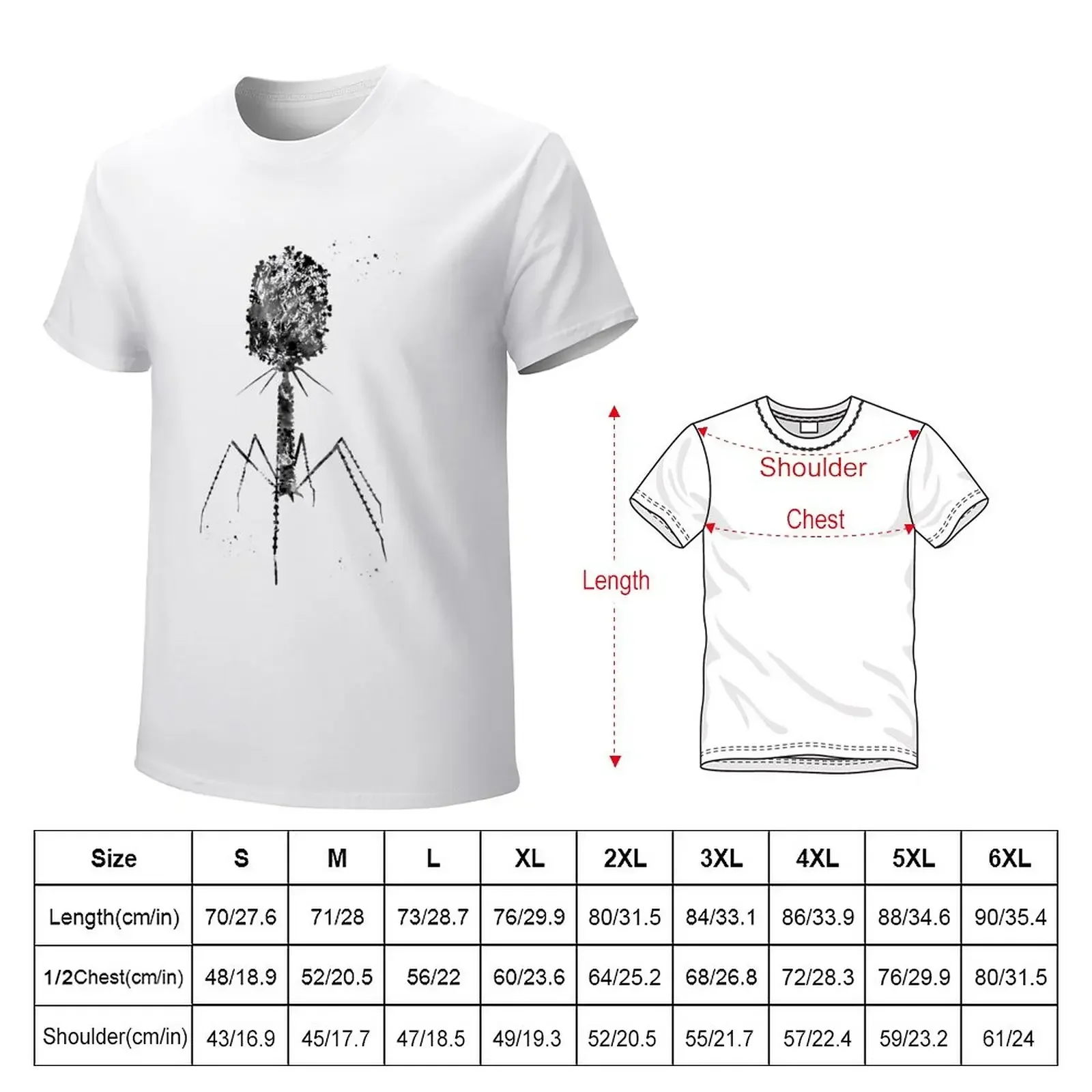 Bacteriophage T-Shirt customizeds summer top black t-shirts for men oversizeds summer top Short sleeve tee t shirt men