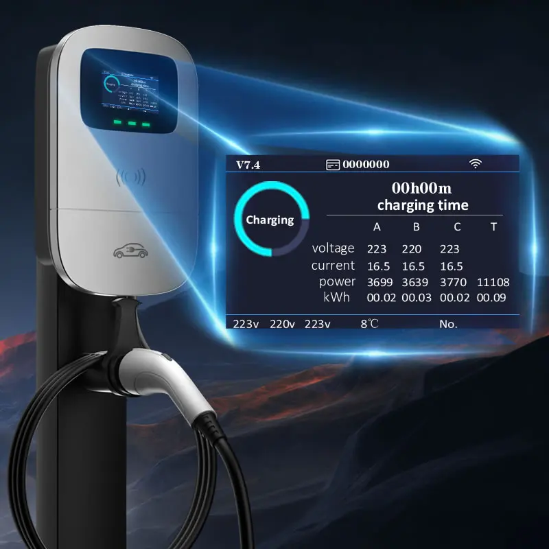 JIGU 3 phase 16A Electric Vehicle Charger Charging Station Type 2 Car Charger WIFI Bluetooth EV Charger 11KW Type 2 Wallbox 380V