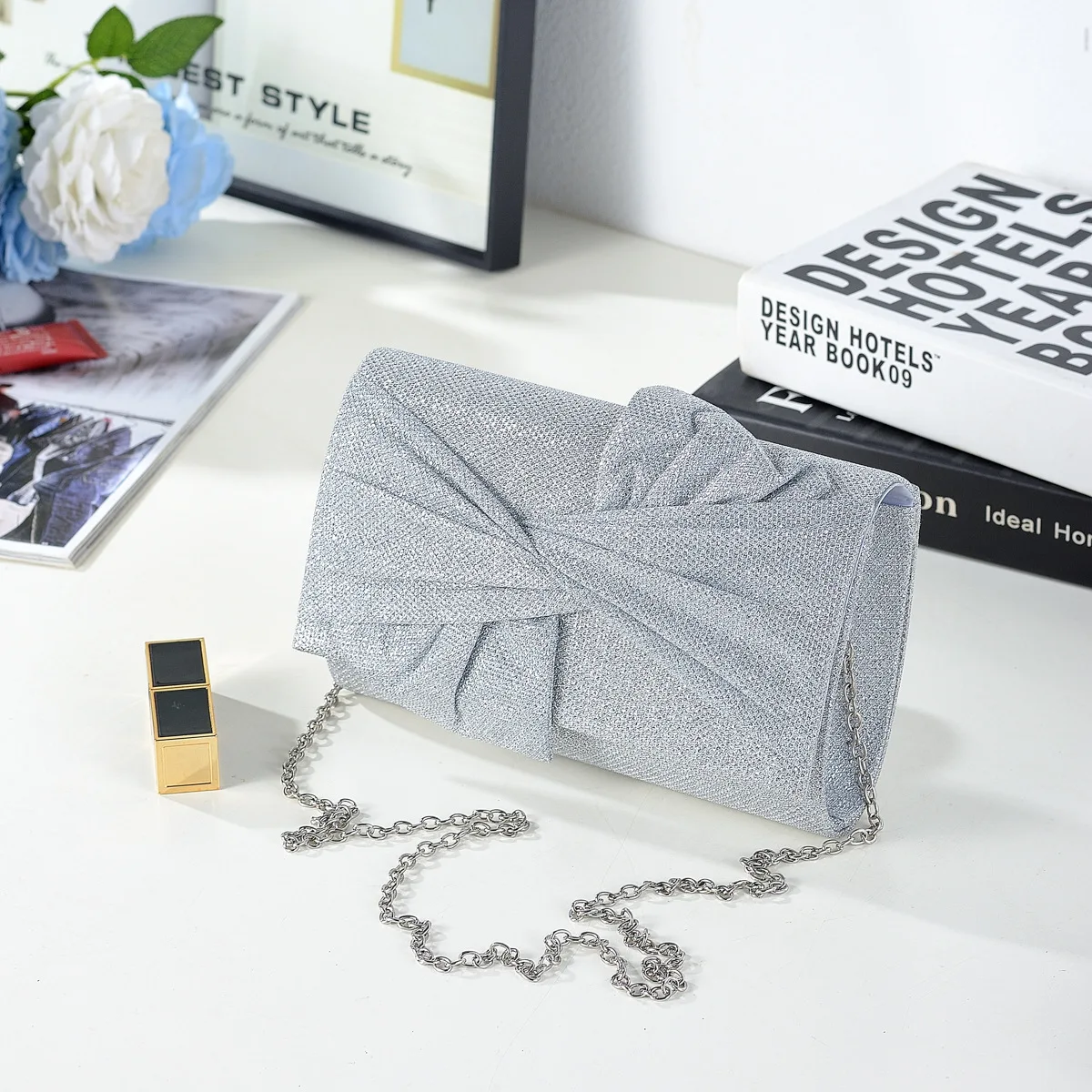 Doce bowknot noite bolsa de embreagem para mulheres formal bolsa jantar saco de embreagem noite para casamento nupcial festa banquete