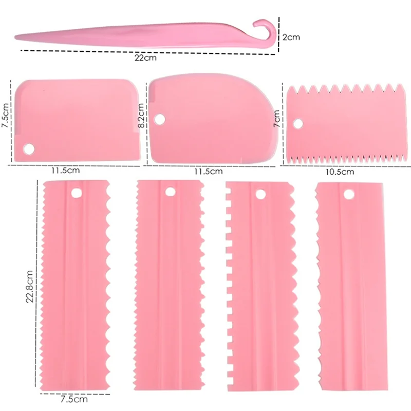 AF93-9 peças raspador de bolo bolo mais suave ajustável diy ferramentas de decoração de cozimento para aplicar cobertura de bolos para bolo creme rosa