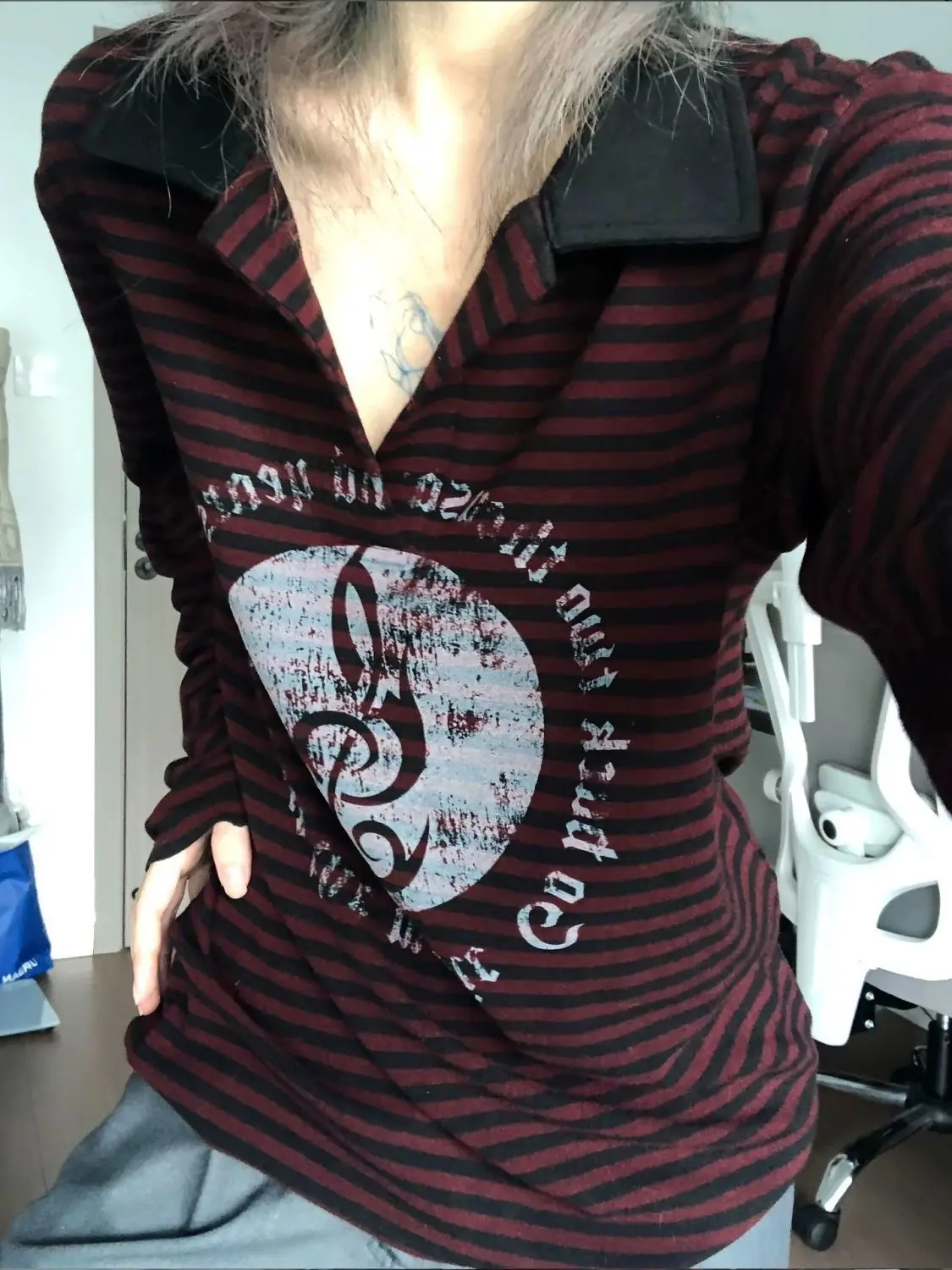 Polo T-shirt Y2k vêtements japonais années 90 Goth Punk Vintage Harajuku manches longues rayure imprimé Streetwear Grunge hiver Emo Tee Chic