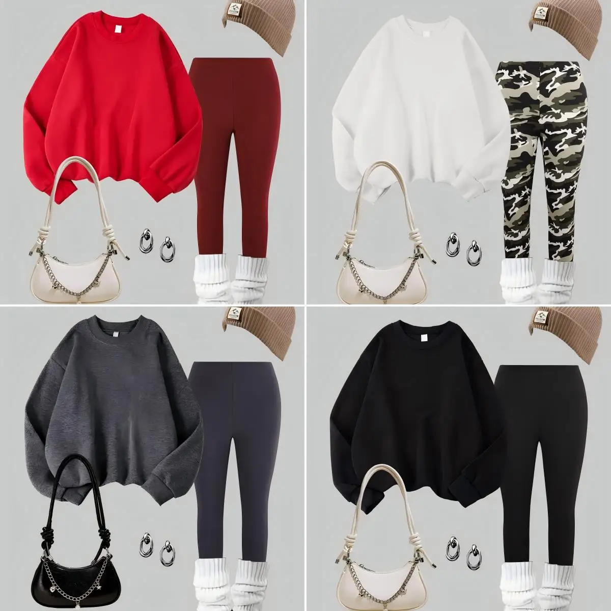 

Сплошной цвет, женские леггинсы из 2 предметов, камуфляжные утепленные брюки, комплекты, осенние флисовые толстовки с круглым вырезом, свободная женская спортивная одежда