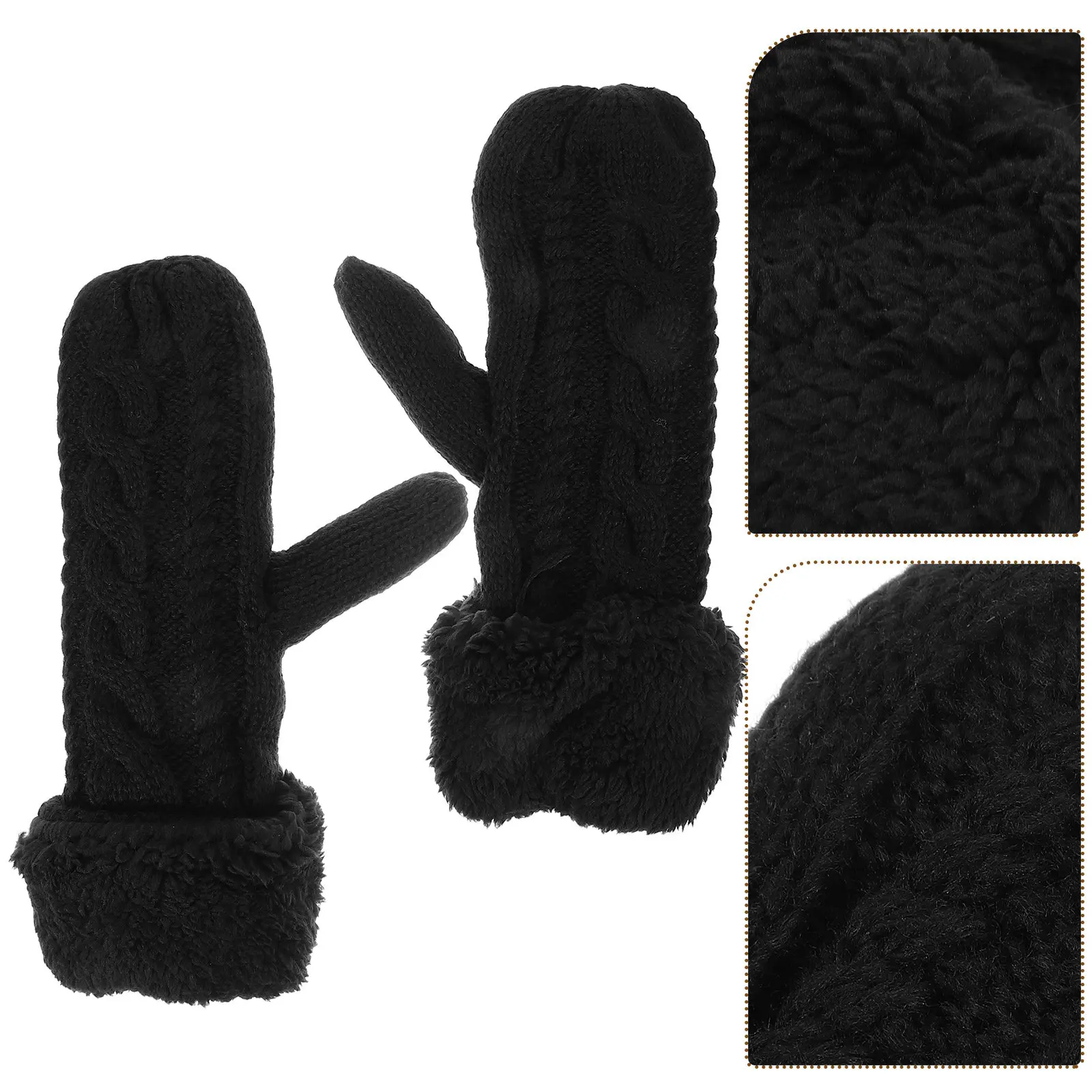 

1Pair Wear-Resistant Comfortable Winter Gloves Acrylic Knit Thermal Warm Lining Stretchable Outdoor Gloves for Cold Days Skiing