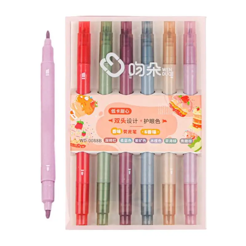 

Double-Ended Highlighter Ultra-soft Dual-ended Aesthetic Highlighter Marker Pen For Coloring Underlining Highlighting Broad And