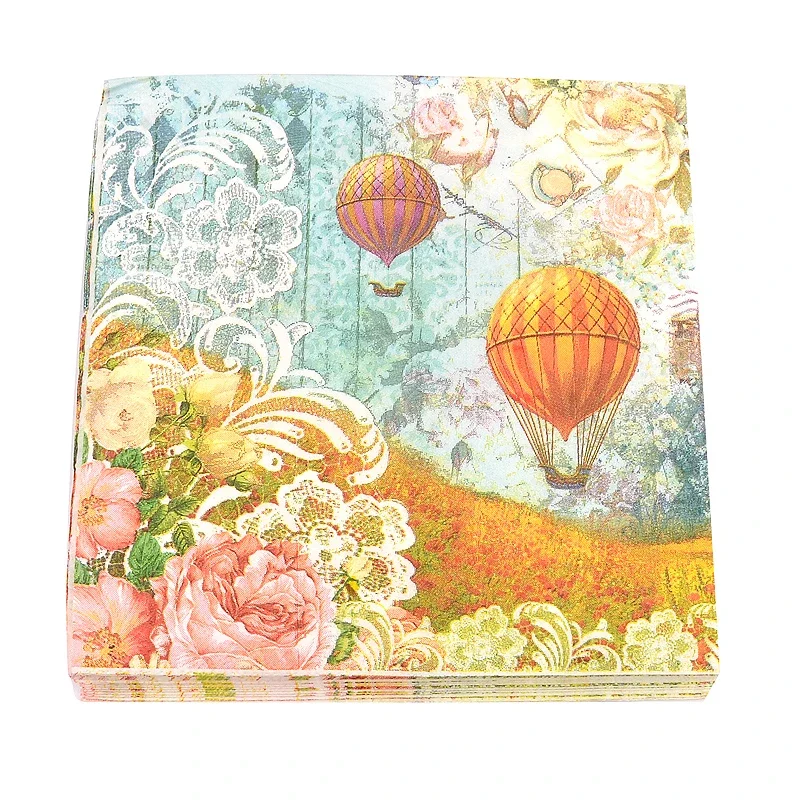 Hot Air Balloon Coloured Napkins Wedding Placemat Paper Rose Wine Glass Flower Arrangement Paper Hotel Mouth Cloth Paper Towel