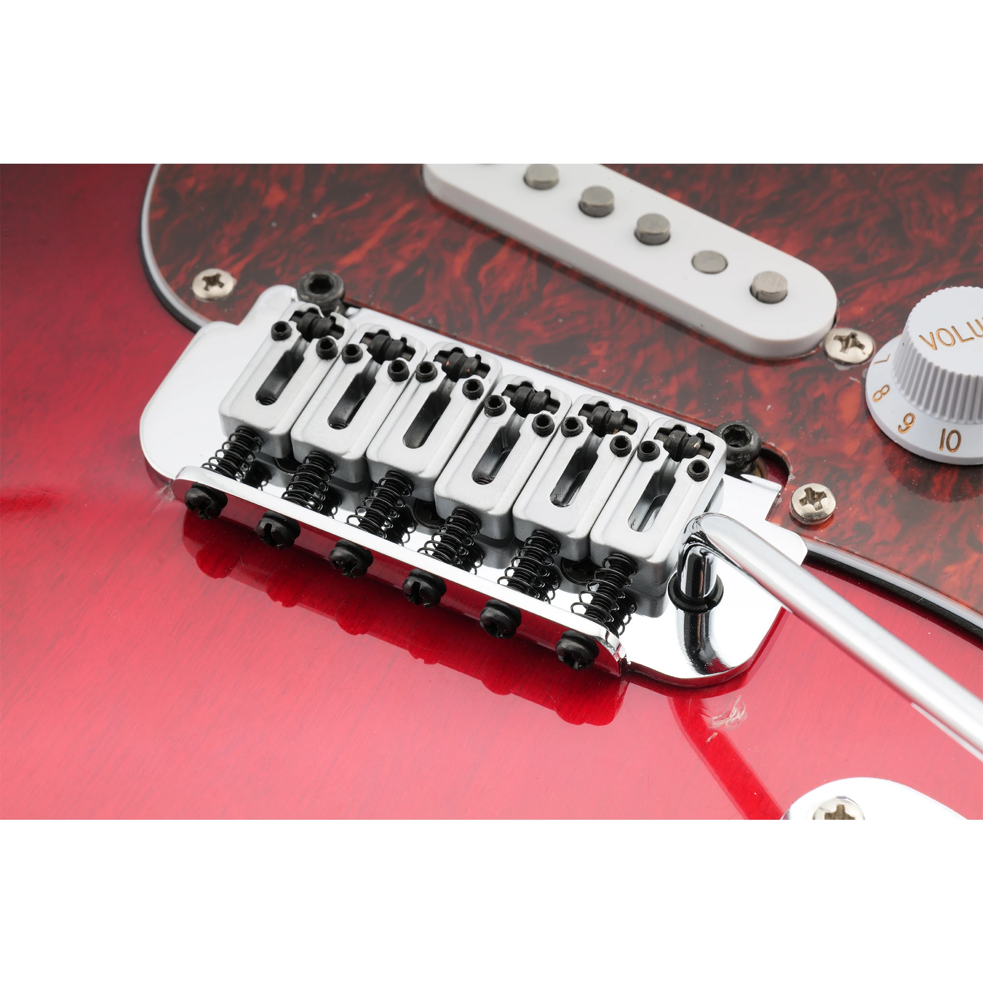 Musiclily Pro 54mm Roller Saddles 2-Point Tremolo Bridge for Import ST Style Electric Guitar, Chrome