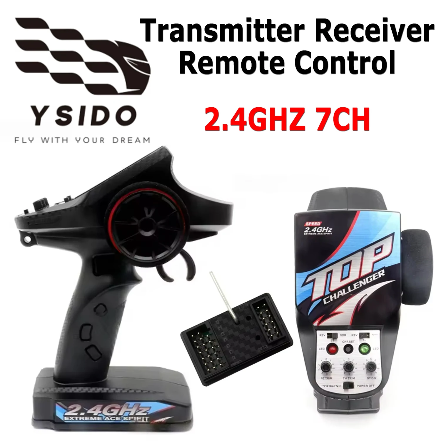 

Y​SIDO Transmitter Receiver with Remote Control Led Light Winch Channels 2.4GHZ 7CH Radio System for Boat Car Tank Model Parts