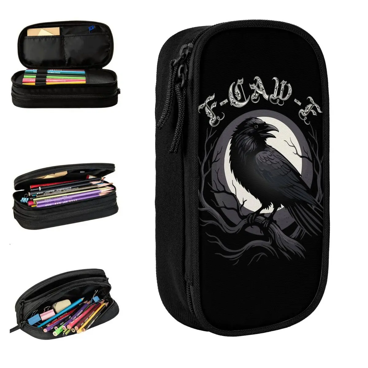 

Черная ворона F Caw F Пенал Симпатичная коробка для ручек F-Caw-F Bird Сумки для студентов Большой чехол для хранения офисного подарка Пенал