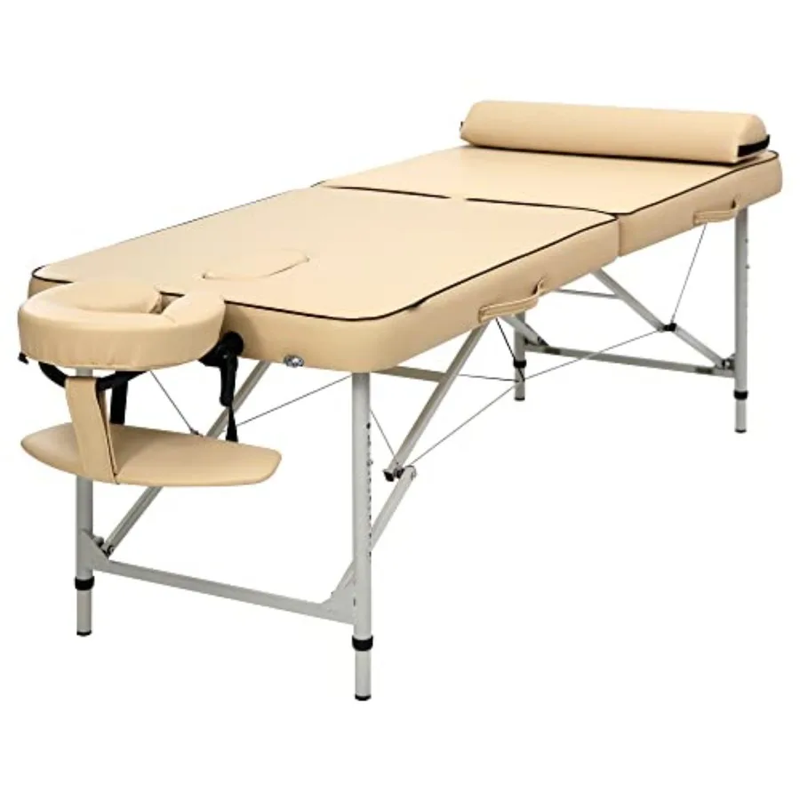 

Master Massage 28" Breeze Portable Massage Table Lightweight Aluminum, Adjustable Height, Folding Spa Bed with Cream Upholstery