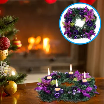 크리스마스 화환 거치대 크리스마스 촛대 장식, 강림절 화환 촛대 