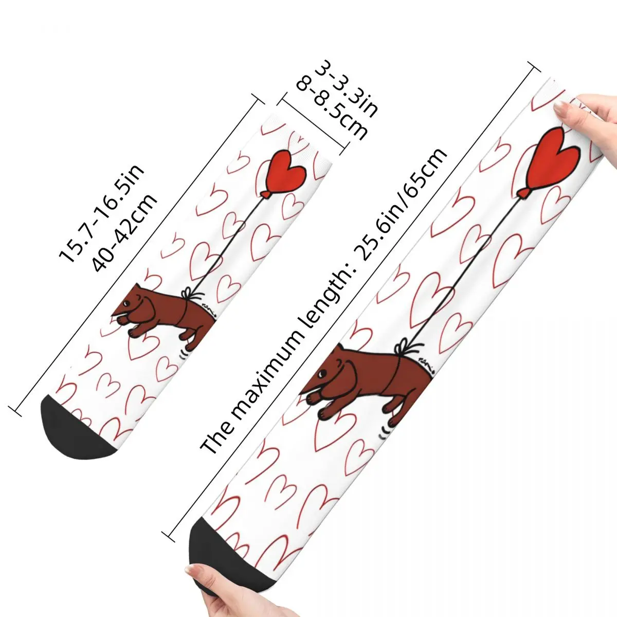 Funny Happy Men\'s Socks Red Smooth Haired Vintage Harajuku Dachshund Pet Dog Hip Hop Casual Crew Crazy Sock Gift Pattern Printed