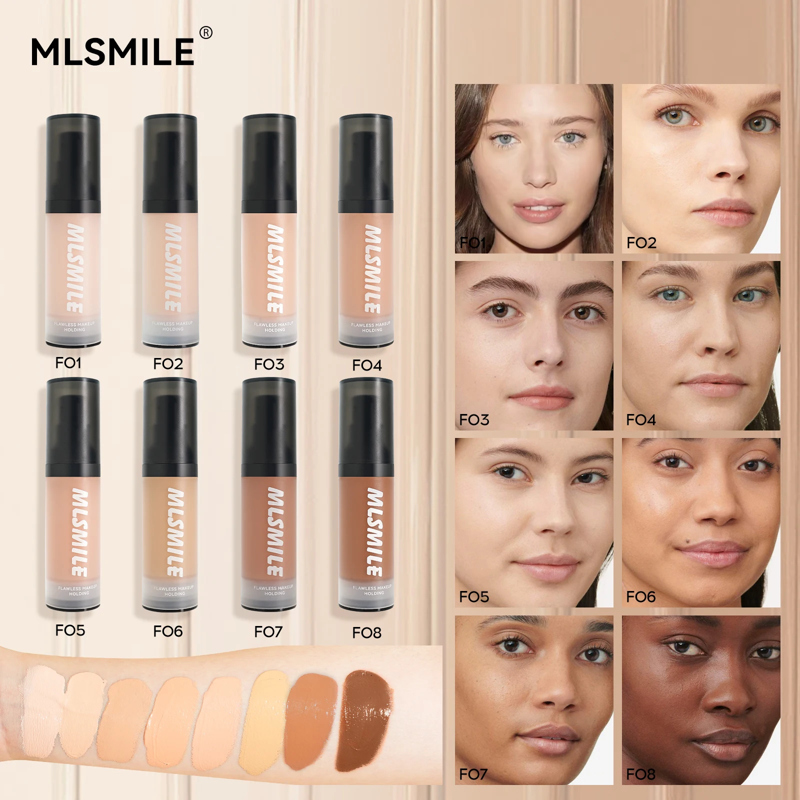 Face Foundation Cream Oil-Control Matte BBCream Waterproof Lasting Concealer Liquid Full Coverage Matte Base Professional Makeup