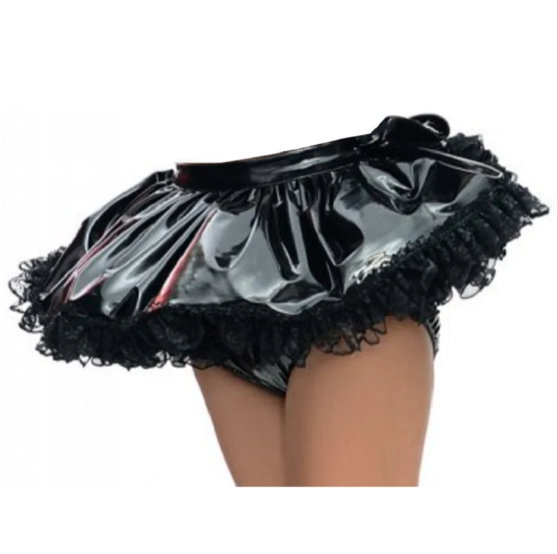 Fashion Adult Giant Baby Sexy Girl Black PVC Bottom Dress Sissy Role Play Makeup Ball Maid Crossdressing Gothic Multi Color