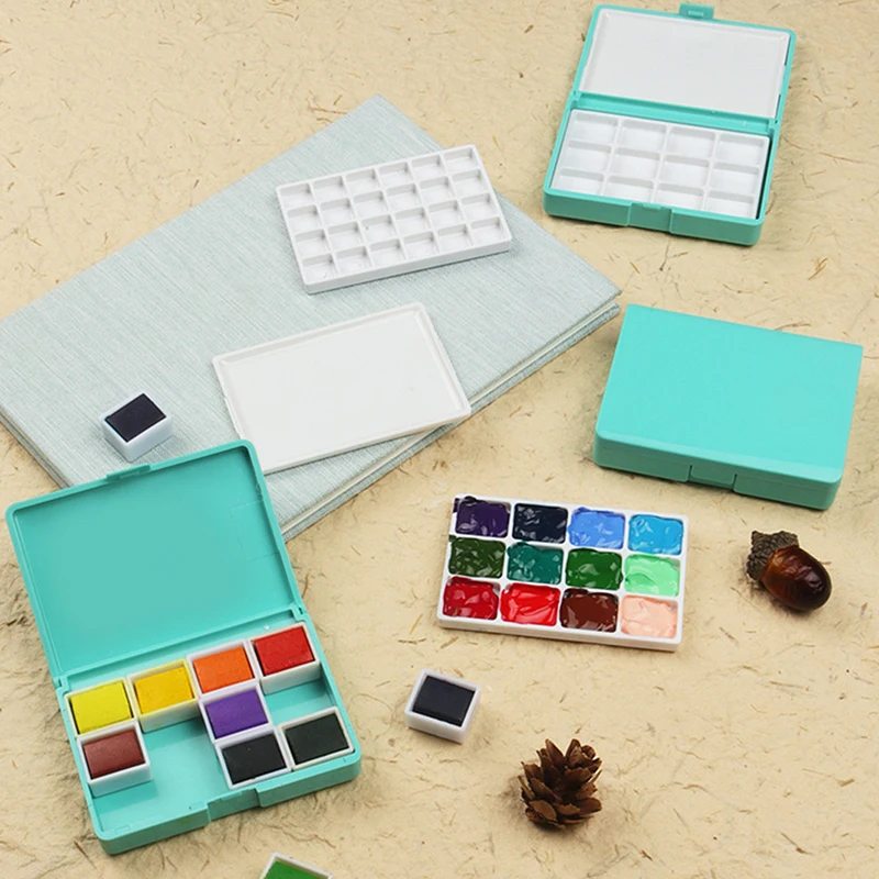 Empty Watercolor Palette Portable Plastic Multi-function Painting Box    Empty Watercolor Paint Dispenser Iron Box