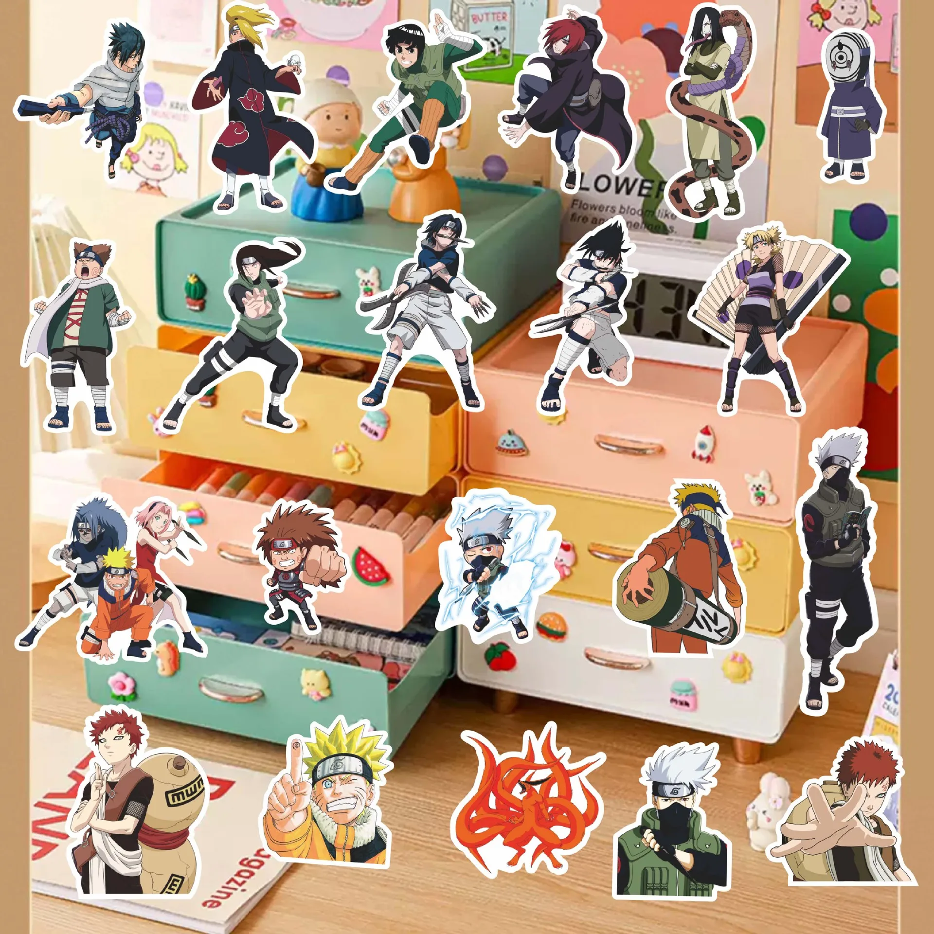 Naruto Series Sakura Hinata Sticker Kakashi Sasuke Itachi Decoration Notebook DIY Hand Account Diary HD Printd Sticker Gifts