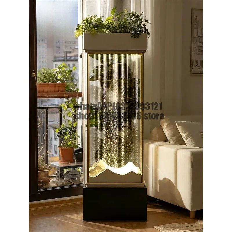 Stainless steel light stand, living room balcony landscaping, floor-to-ceiling water feature flower stand, making money