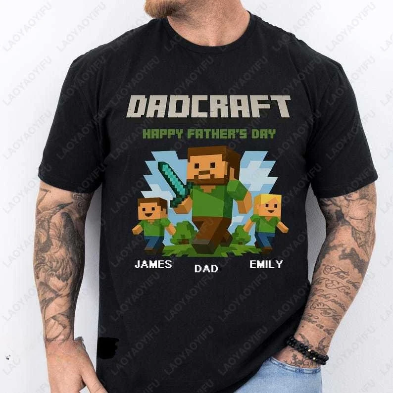 Персонализированная рубашка DadCraft, хлопковые футболки для геймера, подарок на день отца, трендовая футболка с изображением курицы, жокея, вдохновленная фильмом