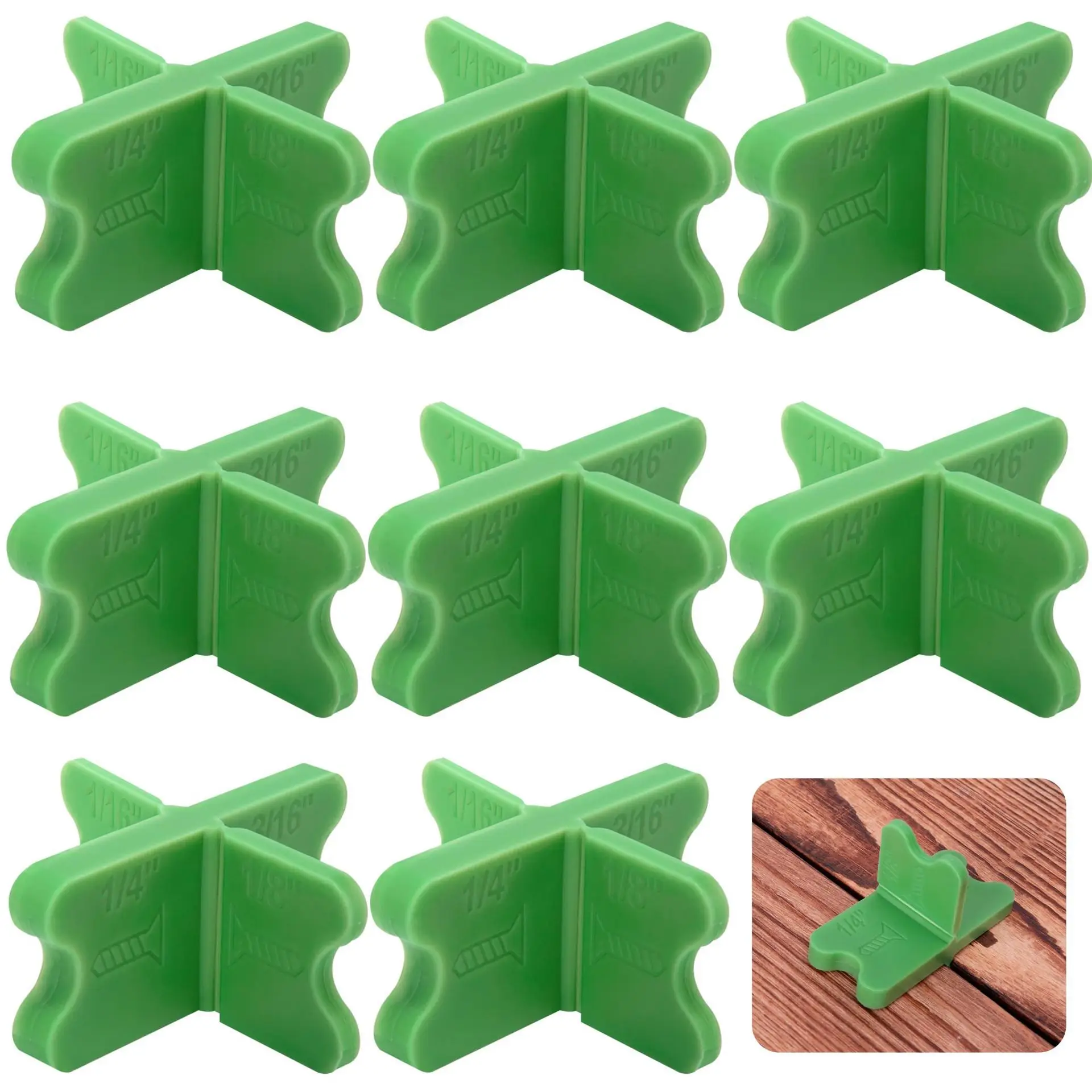 -1/4pcs 4 In 1 Deck Spacer Tools Gap Green Deck Spacers Reusable Wood Composite Decking Installation Alignment Leveling Gaskets