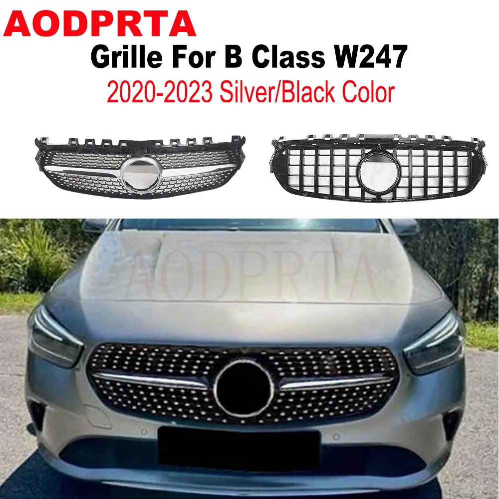 Para Mercedes Benz Clase B W247 B180 B200 B220 B250 2020-2023 ABS parachoques delantero malla capó parrilla estilo diamante GTR