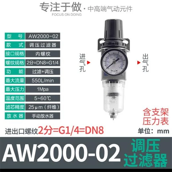 AW5000-10AW5000-06AW4000-04AW3000-03AW2000-02SMC Type Gas Source Treatment