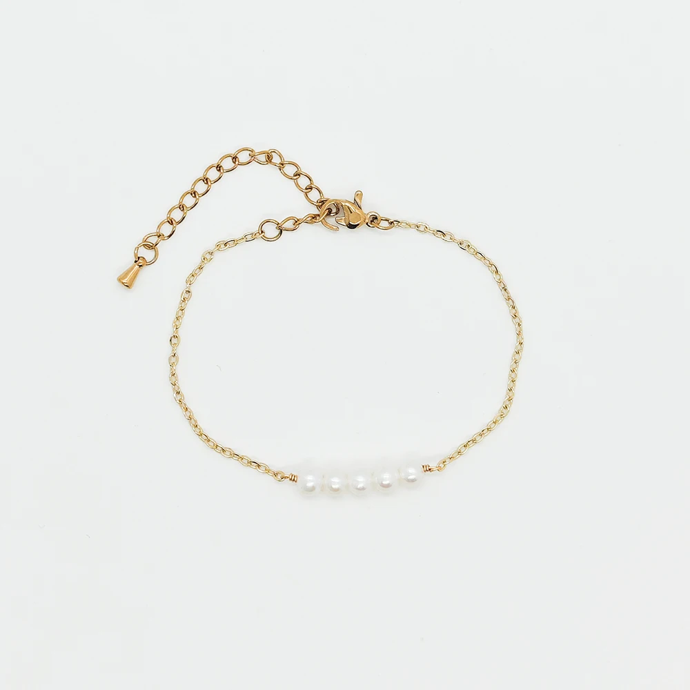 Vlen Stainless Steel Chain Bracelet Woman Girl Friends Gift Natural Pearl Bracelets for Women Minimalist Pulseras Jewelry