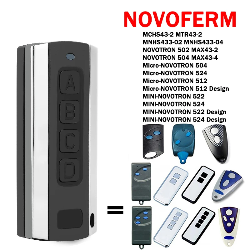 Transmitter For NOVOFERM NOVOTRON 502 504 524 512 522 MAX43-2 MAX43-4 Design MTR43-2 MCHS43-2 Garage Remote Control 433.92MHz