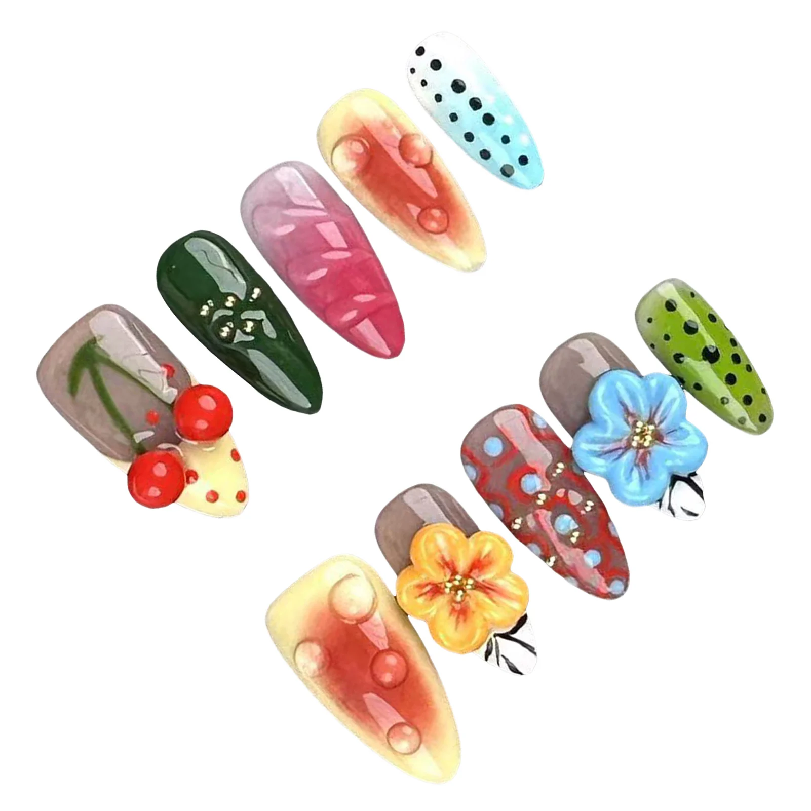 

Premium Handmade Press On Nails European Style Reusable Artificial Nails with Glue Kit for Wedding Party Daily Wear