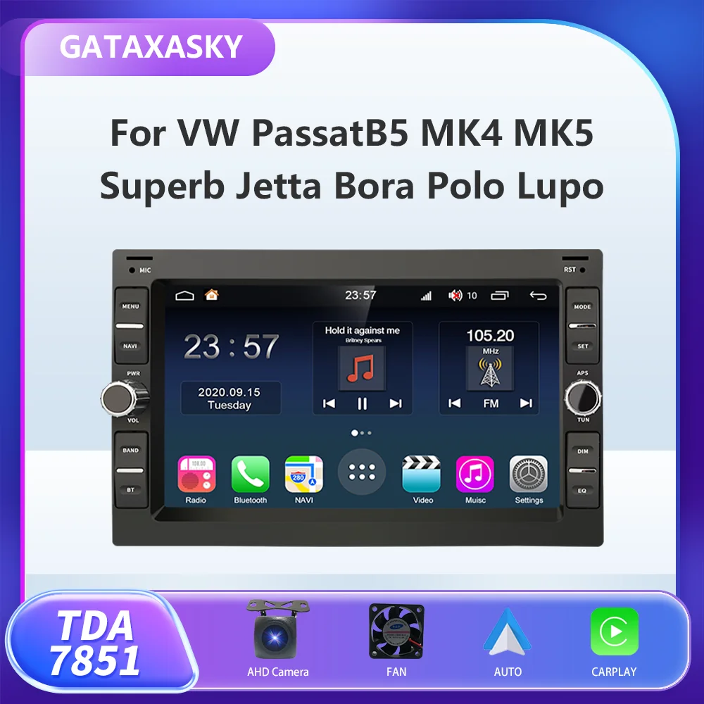 

GATAXASKY 7''Car Android Radio Multimedia For VW PASSAT B5 MK4 MK5 SHARAN Jetta Bora Polo TRANSPORT T5 CITI CHICO Player CarPlay