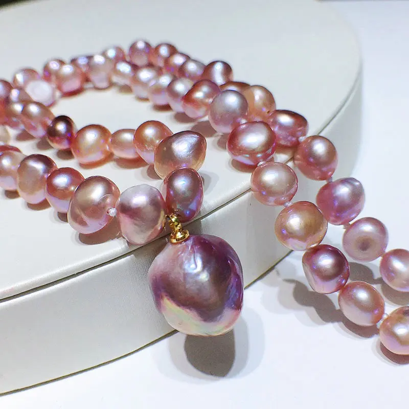 New Fashion Natural Fresh Water Baroque Pearl 8-11mm Pendant Necklaces For Women