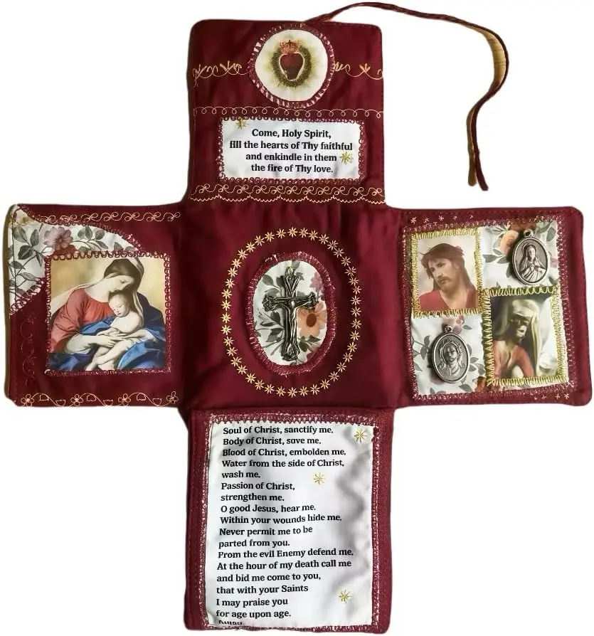 لحاف صلاة الجيب: يتكشف عن الصليب مع الصلاة الملهمة وآيات الكتاب المقدس