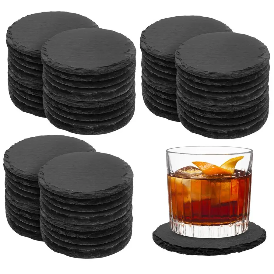 

Pieces Slate Coasters. Dhfsleo 4 inch Black Coasters Stone Coaster Set,Laser Engraving Blanks with AntiScratch Bottom, Perfect f