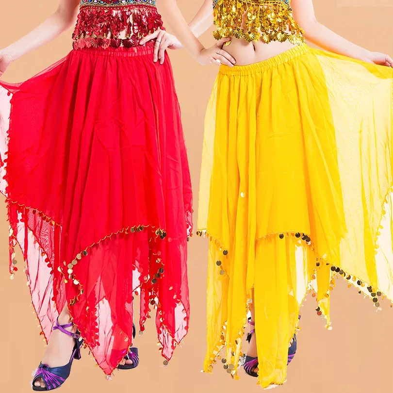 High Quality Belly Dance Skirt India Belly Dance Skirts Chiffon Sequin Edge