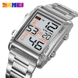 SKMEI 2206 Men Calendar Stopwatch Alarm Top Brand Luxury Steel Countdown Digital Wristwatch Back Light Display Sport Watches