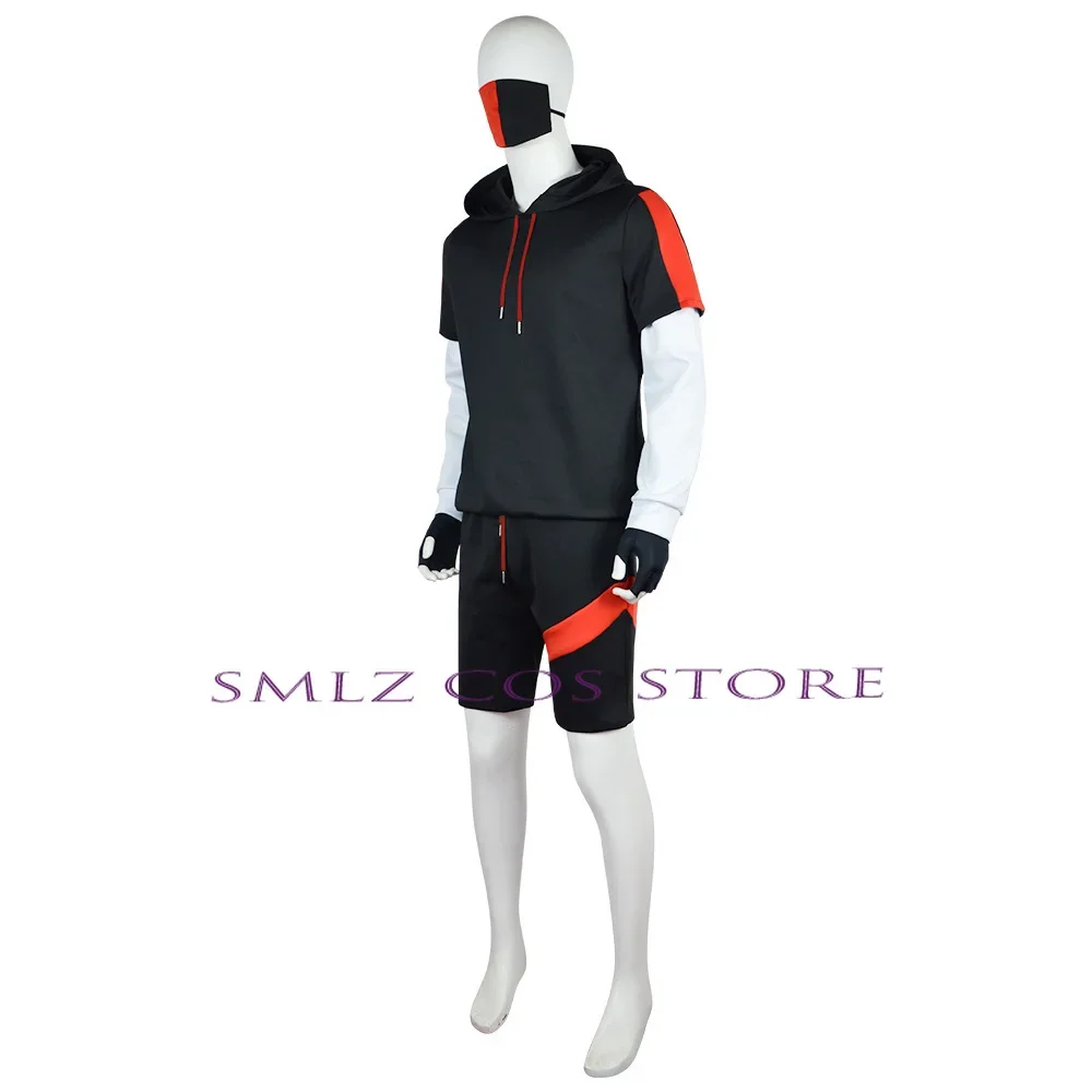 Ikonik-Disfraz de juego de fortaleza para hombre, traje de Cosplay de Anime, Sudadera con capucha, pantalones cortos, máscara, uniforme, fiesta de Halloween, 5 piezas