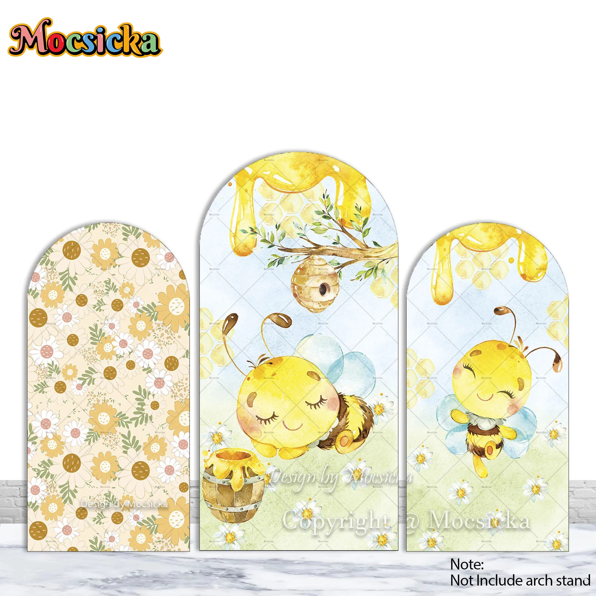 

Mocsicka Sweet Bee Baby 1st Birthday Party Arch Cover фон сотовый ромашка цветочный фон для новорожденных на заказ фотозона для студии