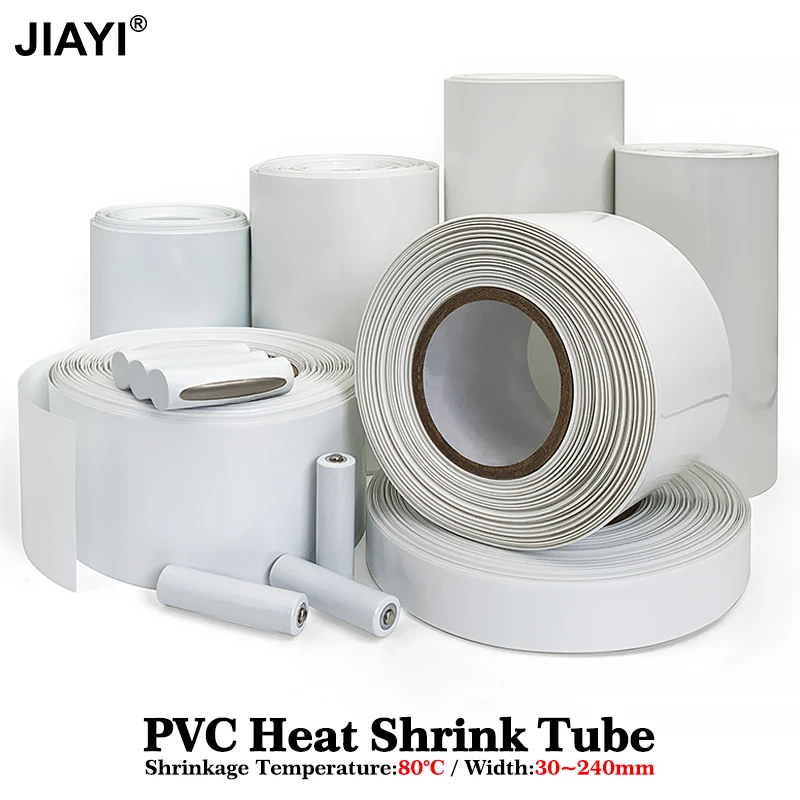 Width 30 50 85 100~240mm 2 Meter White PVC Heat Shrink Tube 18650 Lip Battery Pack Insulated Film Wrap Lithium Case Cable Sleeve