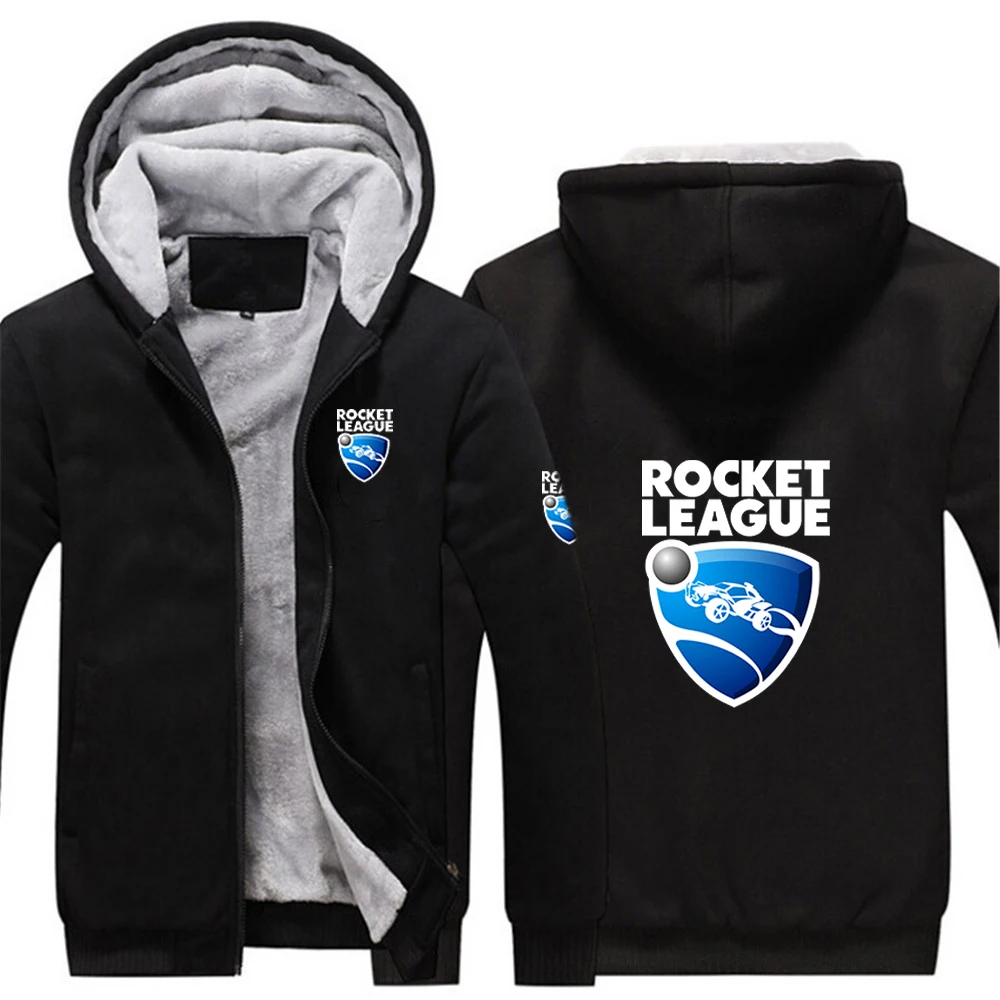 2025 Autumn And Winter Men's Rocket League Logo Printing Casual Streetwear Splicing Long Sleeve Comfortable Thickened Hoodies