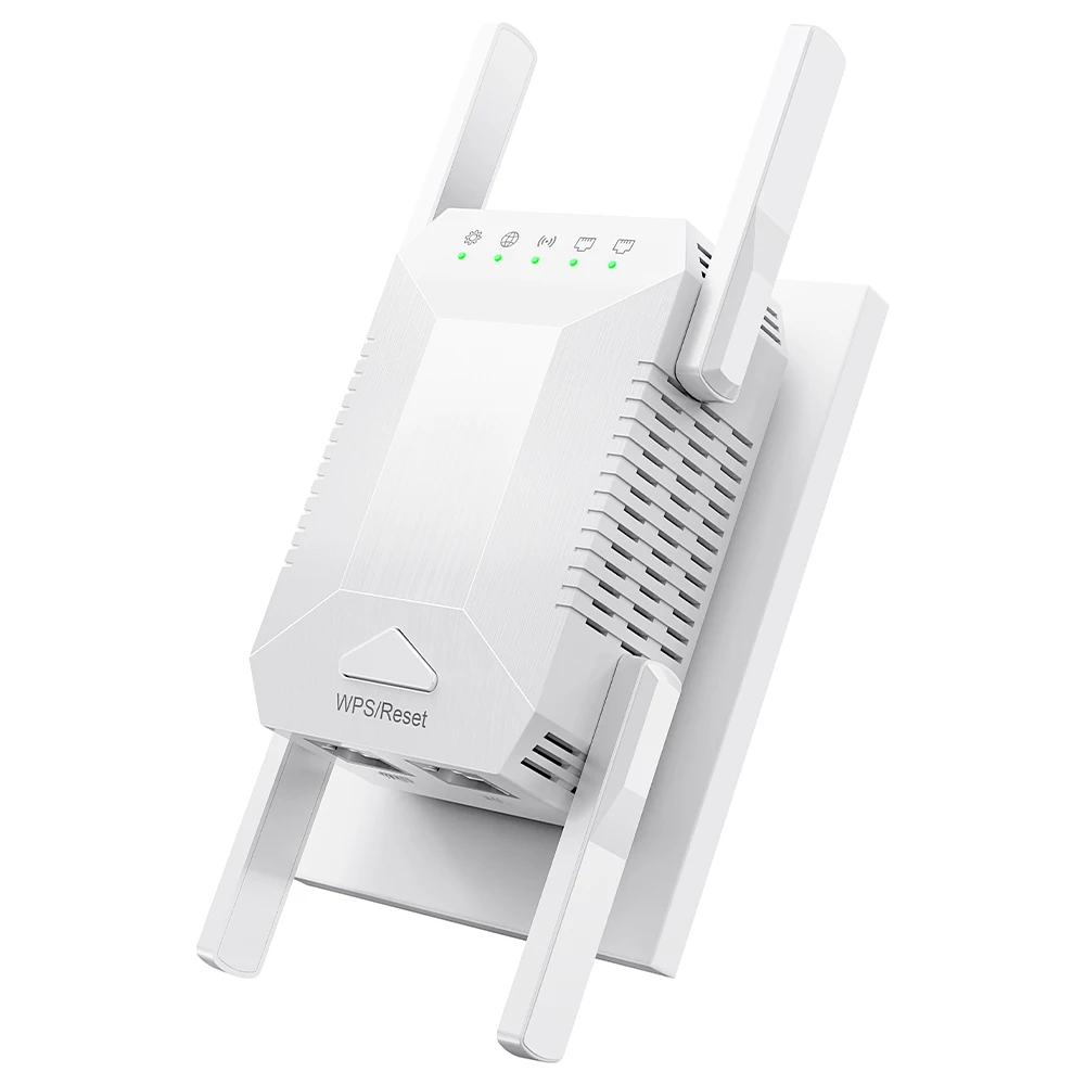 

1200Mbps Signal Extender 5G High-Speed Expansion WiFi Booster Dual-Band Wireless Network Repeater Signal Booster 4 Adjustable Antenna WiFi Signal Amplifier for Indoor Home Use White US Plug