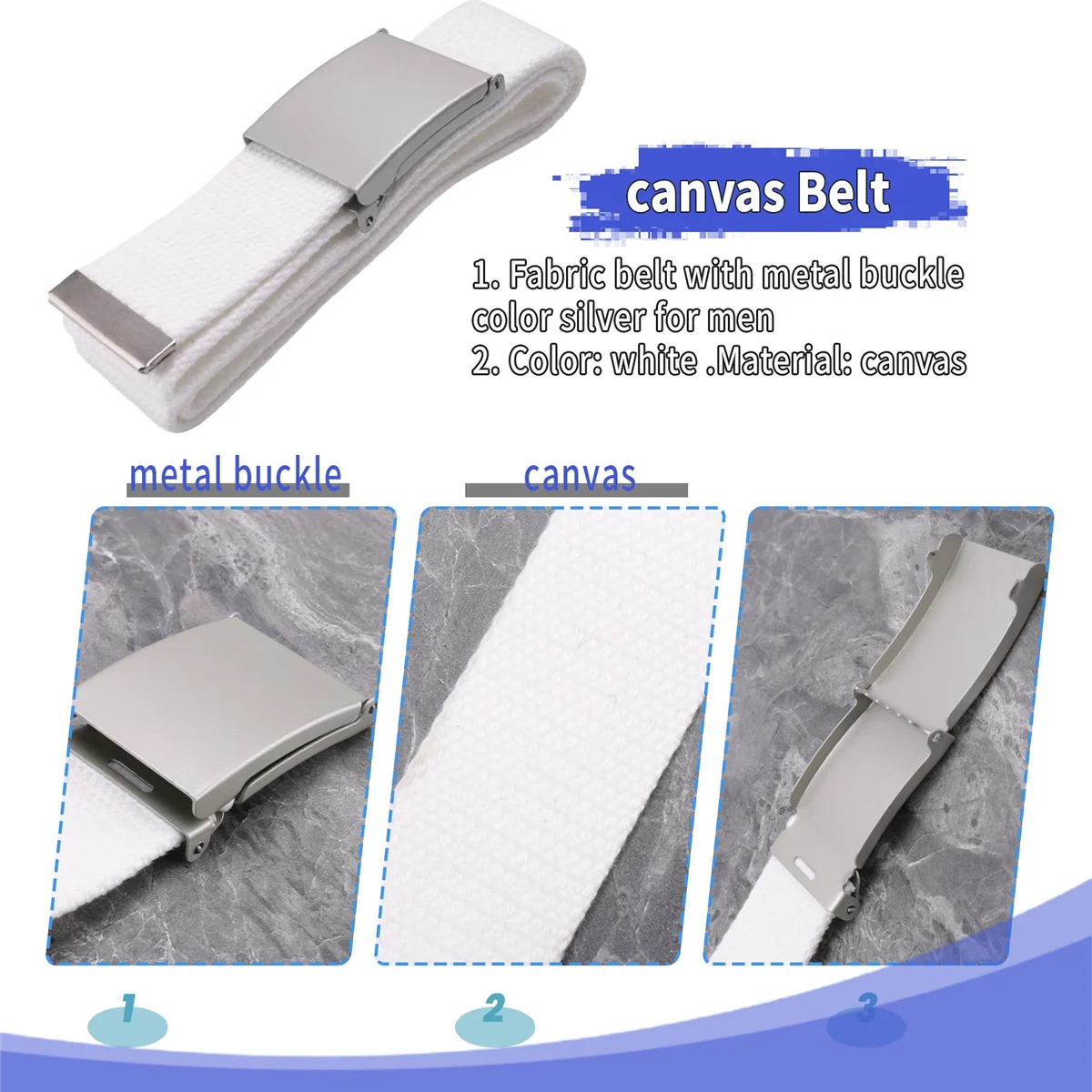 Canvas Cotton White Belt Belts Textile Ribbon BeltJAS