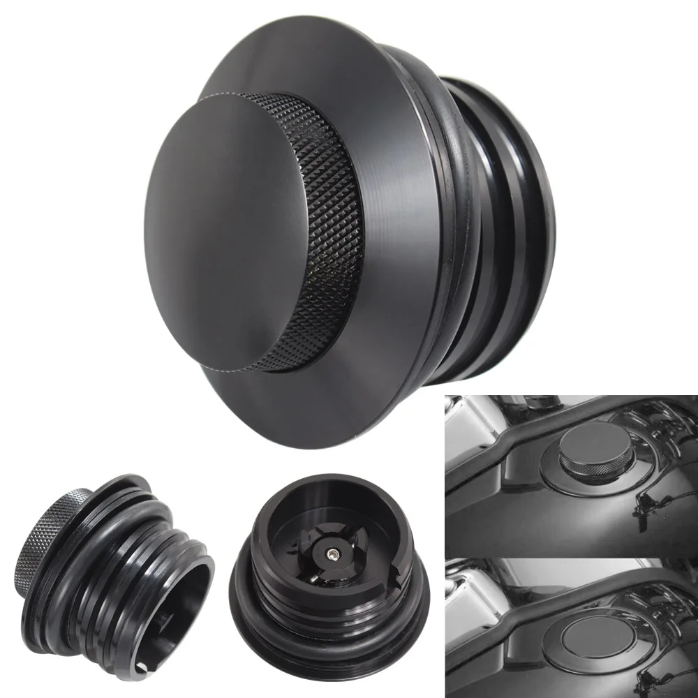 

1Pc Motorcycle Pop Up Gas Cap Fuel Tank Cover Aluminum Black For Dyna Street Bob Super Glide Softail Breakout Sportster Touring